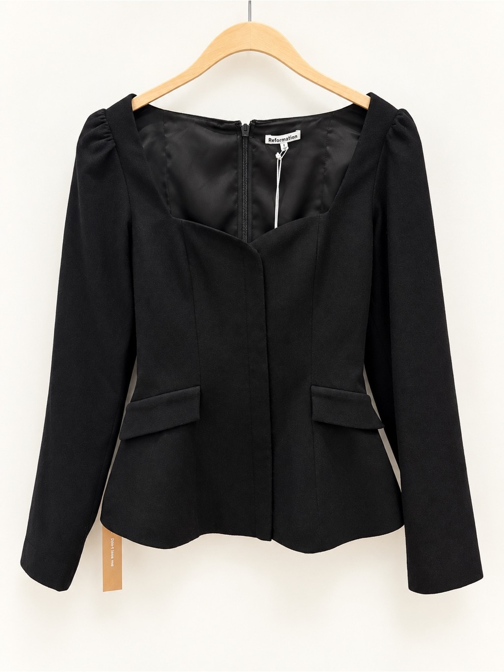 Reformation Edie Black Tailored Long-Sleeve Blazer Jacket Top size 0 / XS